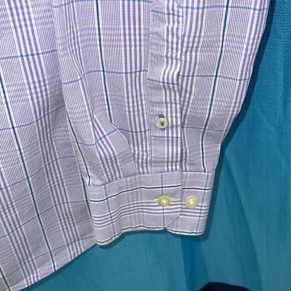 Izod plaid mens button down shirt purple white - Picture 5 of 6